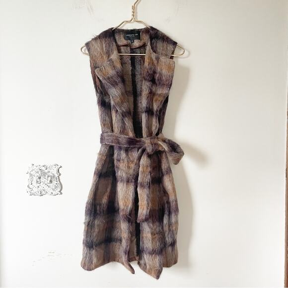 Lafayette 148 New York Tai Pavillion Brushed Plaid Alpaca Longline Vest S - Picture 6 of 12